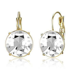 White Round Crystal Earrings Hoop Earrings